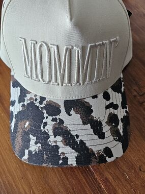 C.C Beige  Trucker Hat with Leopard Print Brim